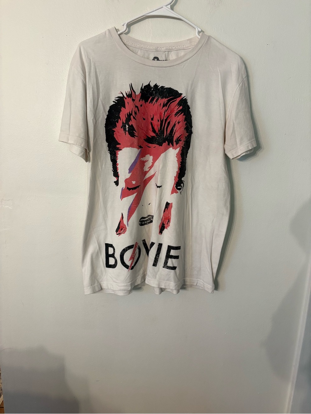 Men's  Graphic Bowie T shirt  with Red Accent. Made in the USA. 100% cotton.